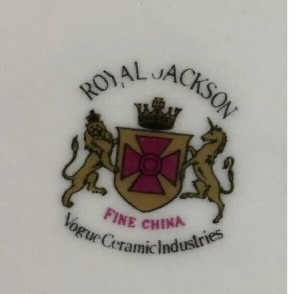 Royal Jackson Fine China Silver Trim Rose Teacup Saucer Vogue Ceramic Industries - Picture 3 of 6